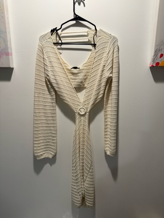 Forever 21 Dresses & Skirts - Forever 21 Cream Open-Front Knit Cardigan with Buckle Tie